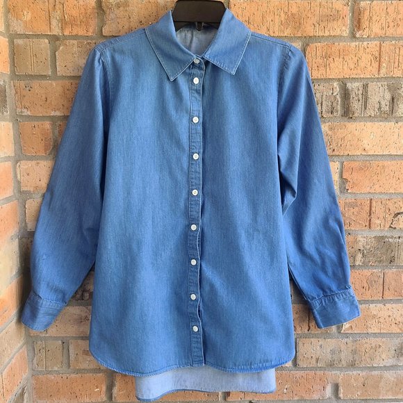 Signature Weekend Womens Top Blouse Button Front Long Sleeves Back Tie Size M - Picture 1 of 7